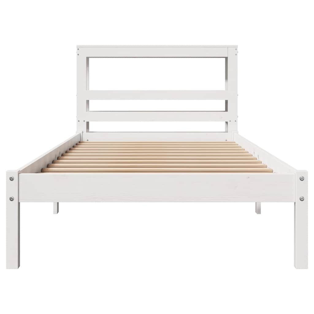 fehér tömör fenyőfa ágy matrac nélkül 75 x 190 cm