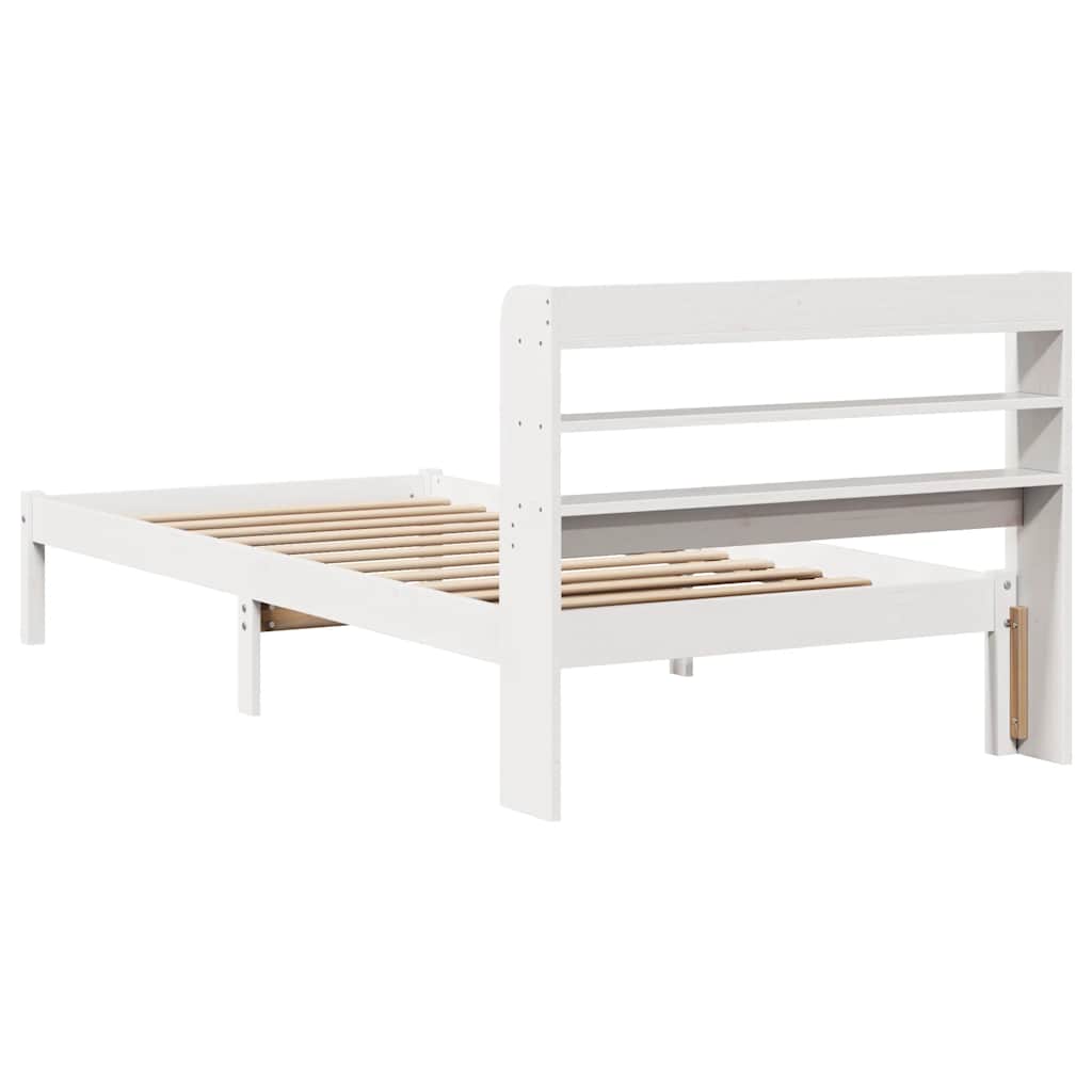 fehér tömör fenyőfa ágy matrac nélkül 75 x 190 cm