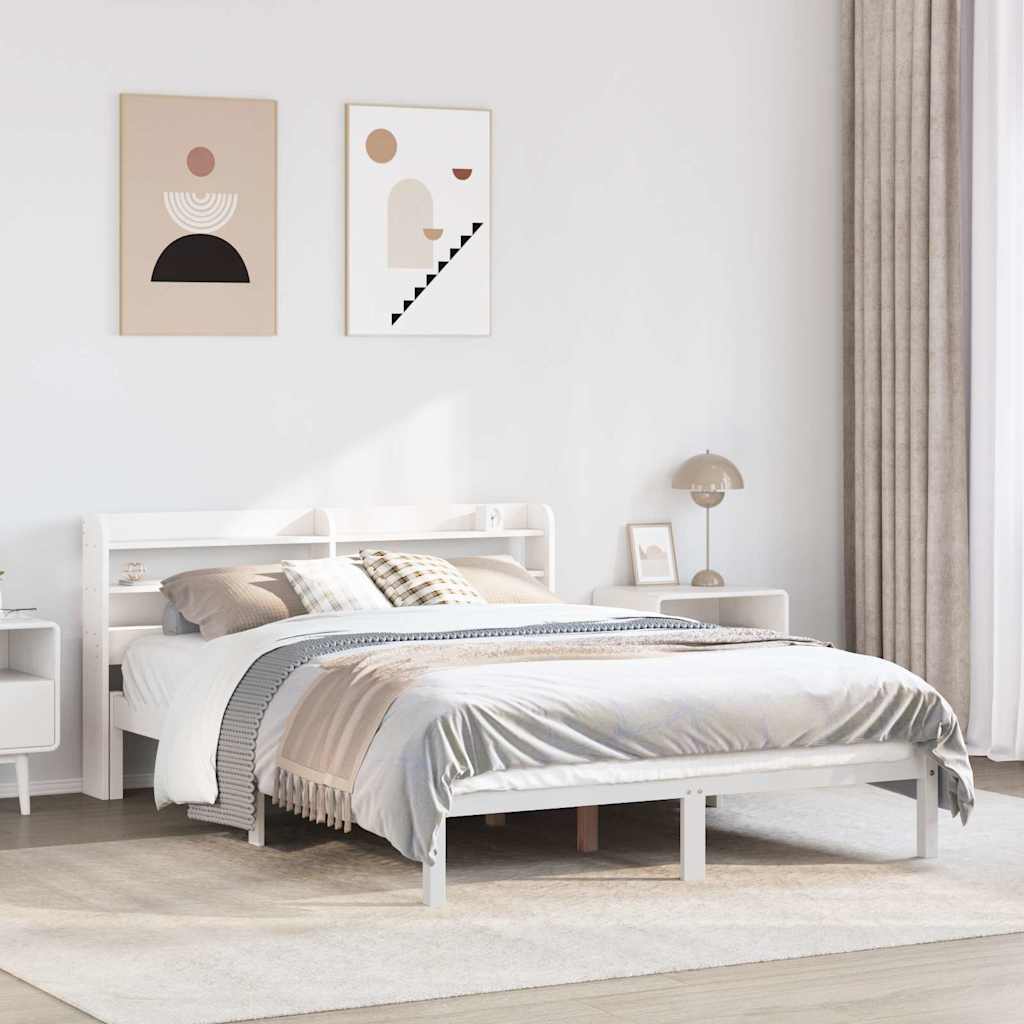 fehér tömör fenyőfa ágy matrac nélkül 135 x 190 cm