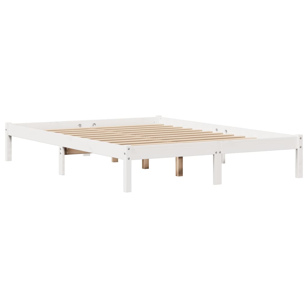 fehér tömör fenyőfa ágy matrac nélkül 140x190 cm