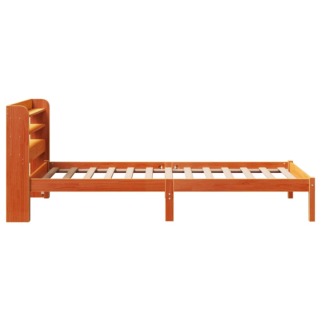 viaszbarna tömör fenyőfa ágykeret fejtámlával 75 x 190 cm