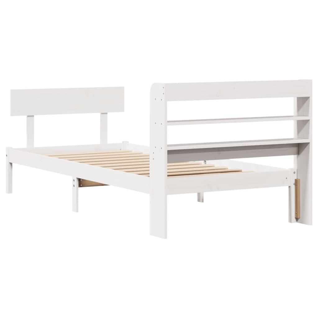 fehér tömör fenyőfa ágy matrac nélkül 75 x 190 cm