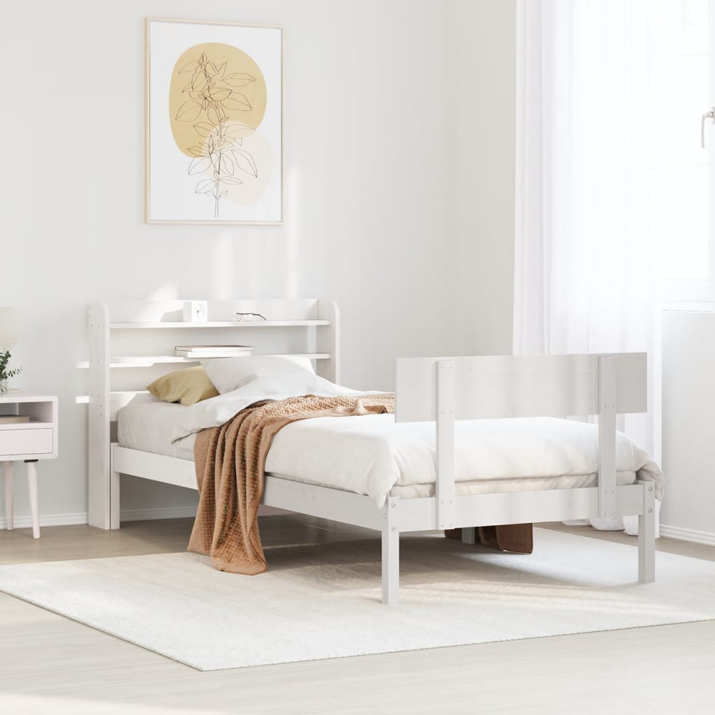 fehér tömör fenyőfa ágykeret matrac nélkül 90 x 190 cm
