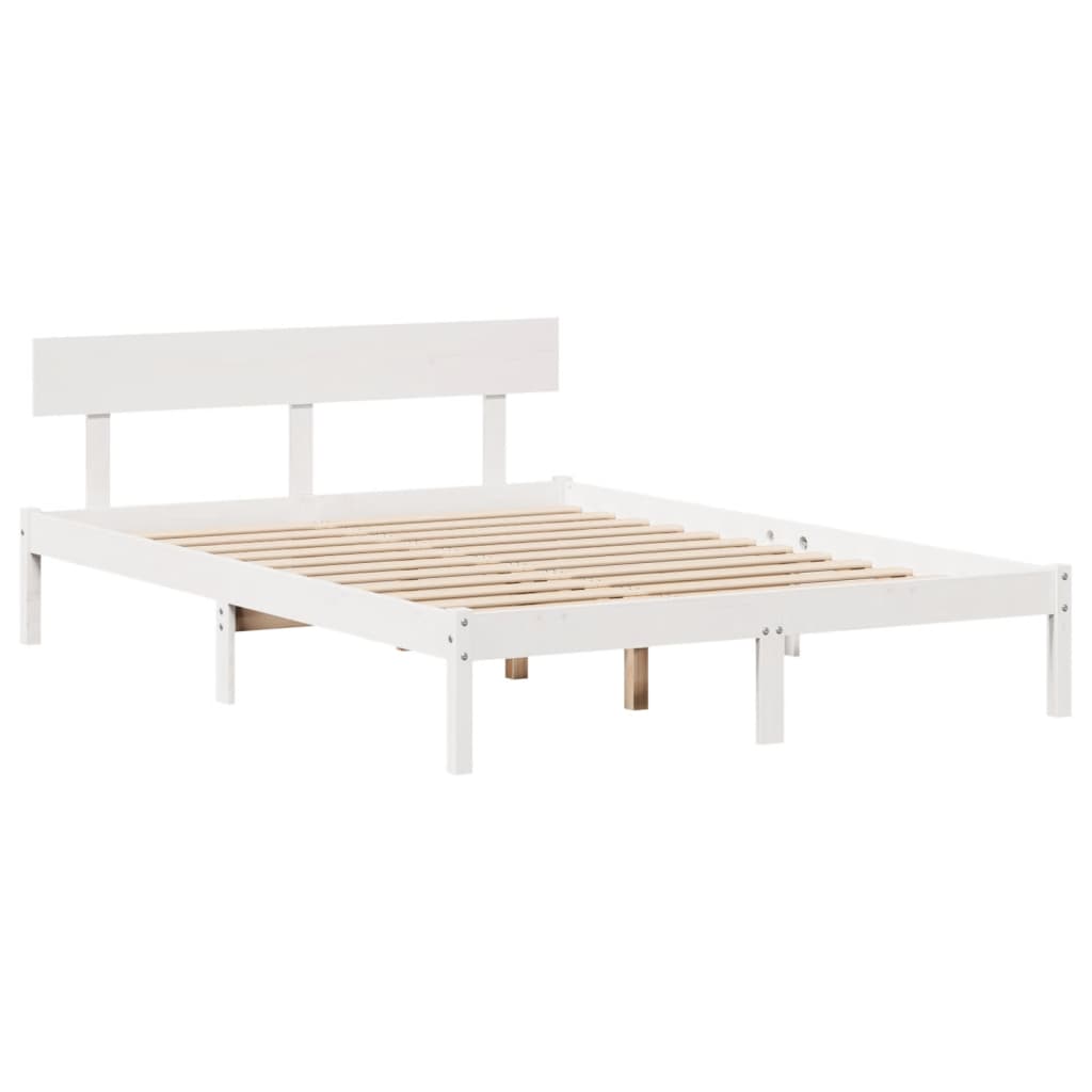 fehér tömör fenyőfa ágy matrac nélkül 135 x 190 cm