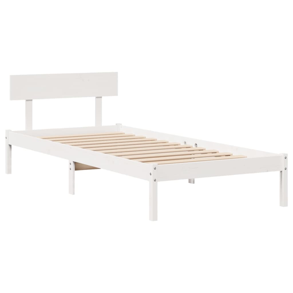fehér tömör fenyőfa ágy matrac nélkül 100 x 200 cm