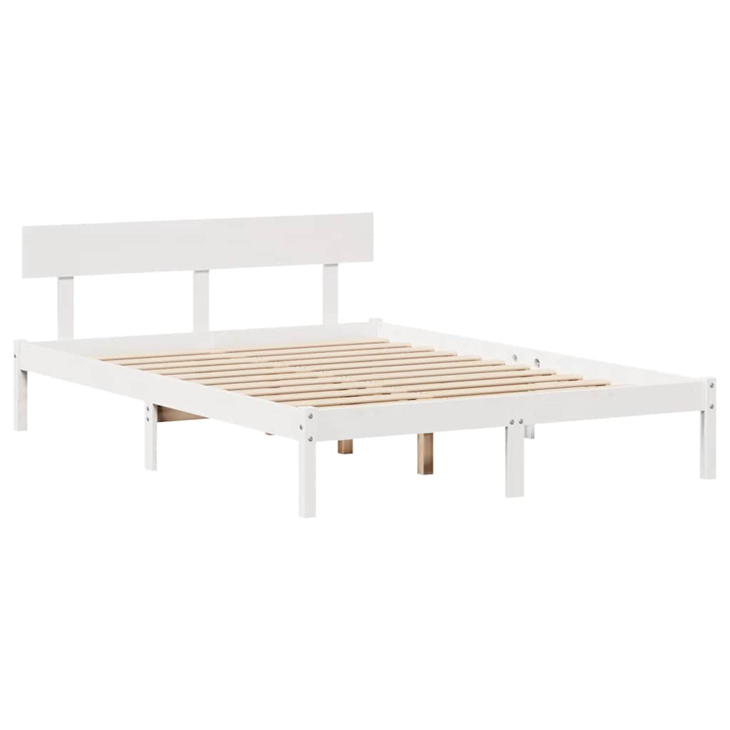 fehér tömör fenyőfa ágy matrac nélkül 120 x 200 cm
