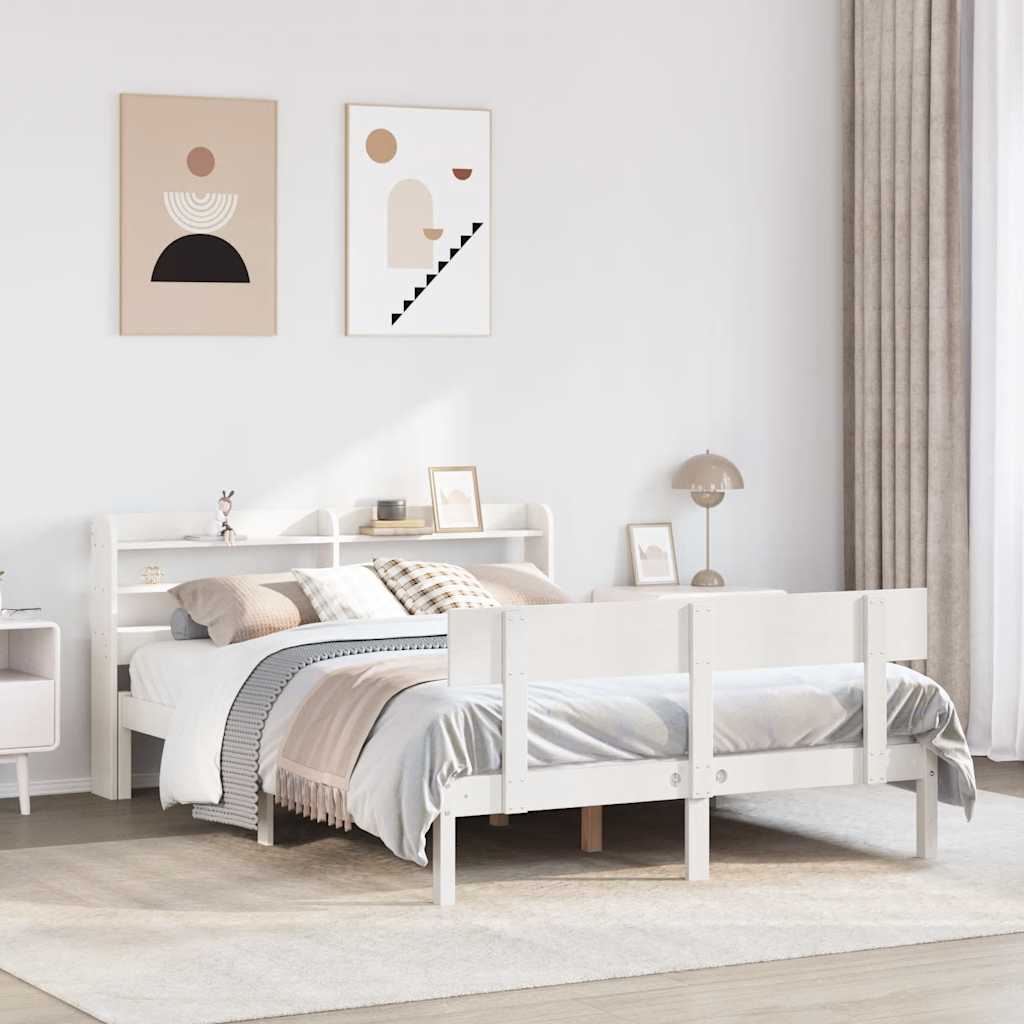 fehér tömör fenyőfa ágy matrac nélkül 120 x 200 cm
