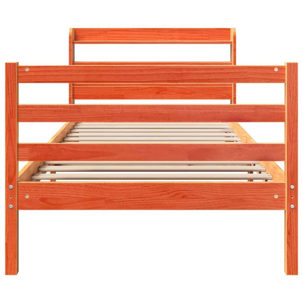 viaszbarna tömör fenyőfa ágy matrac nélkül 75 x 190 cm