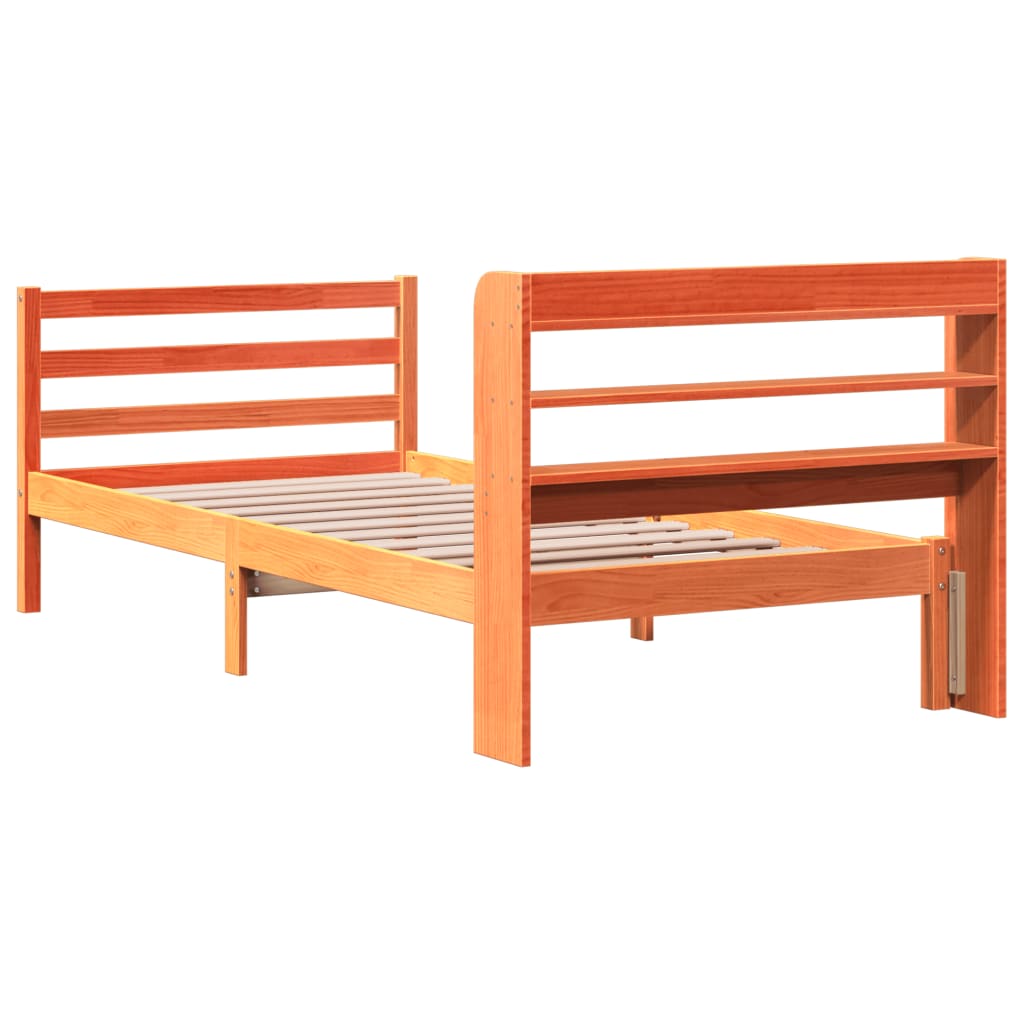 viaszbarna tömör fenyőfa ágy matrac nélkül 75 x 190 cm