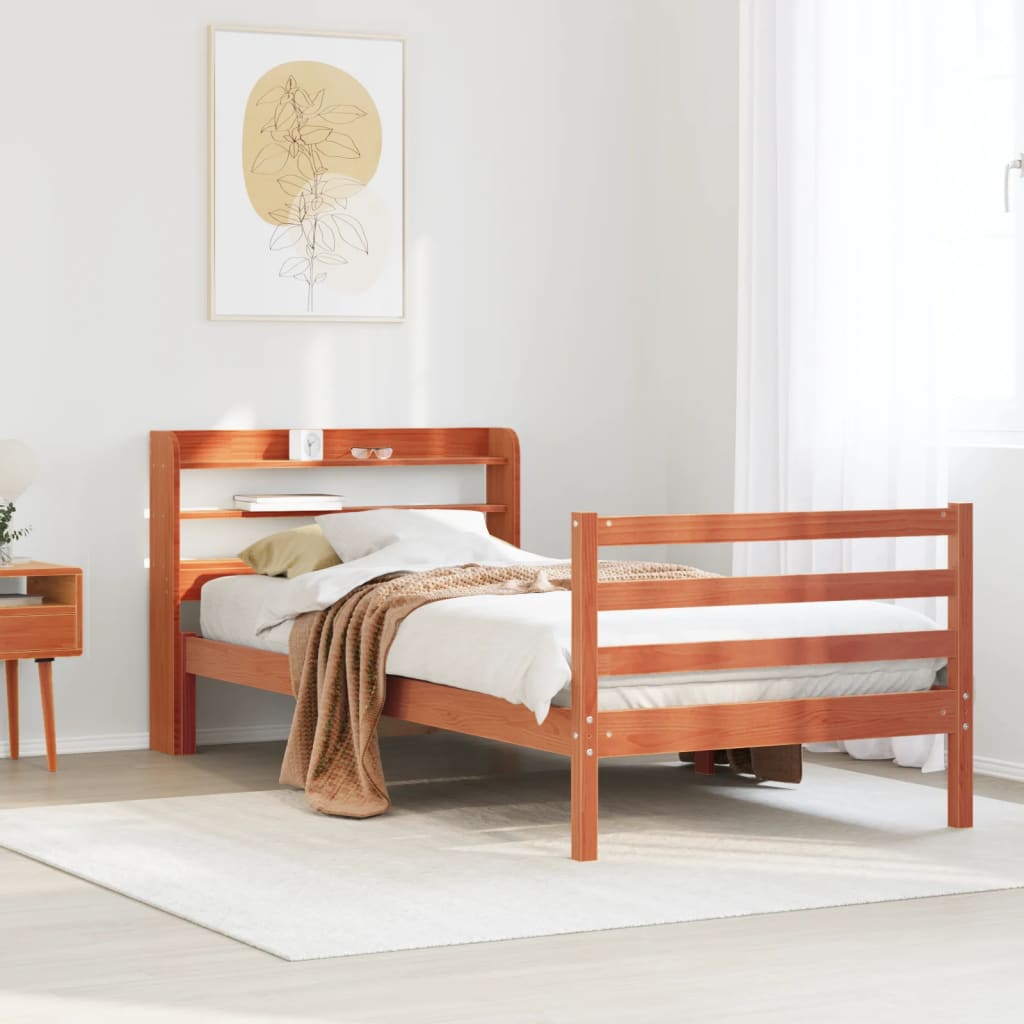 viaszbarna tömör fenyőfa ágy matrac nélkül 75 x 190 cm