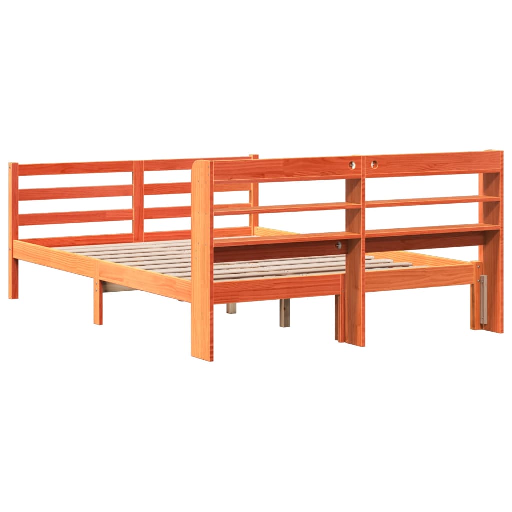 viaszbarna tömör fenyőfa ágy matrac nélkül 120 x 190 cm
