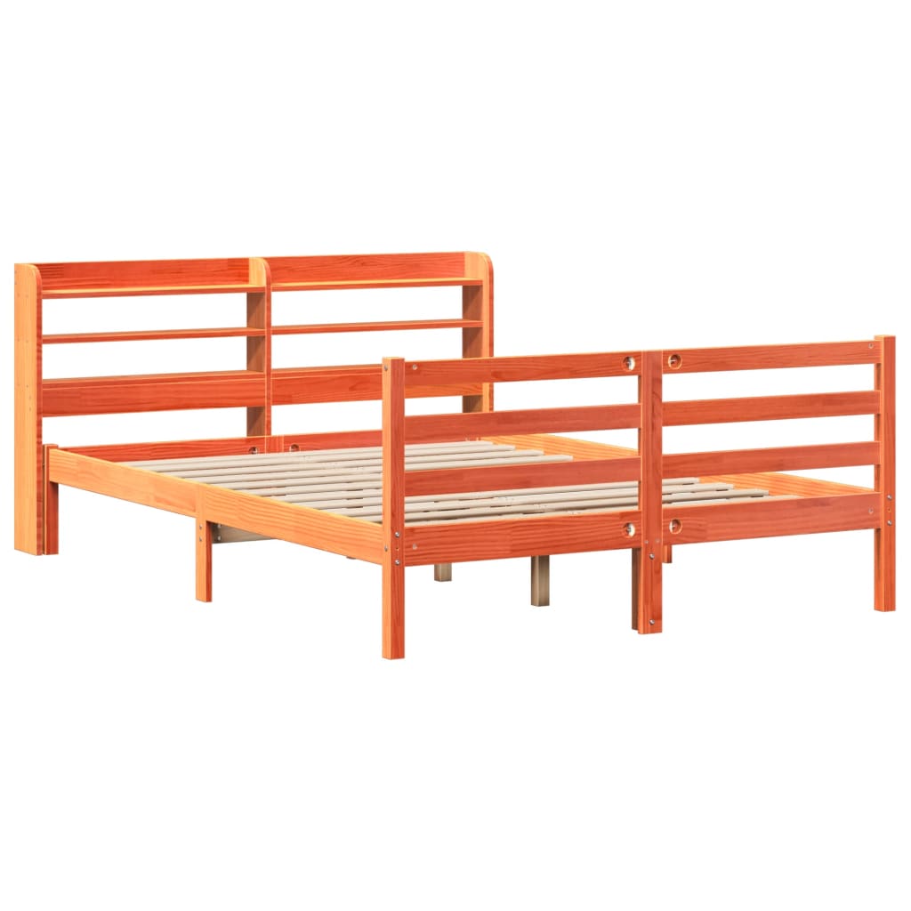 viaszbarna tömör fenyőfa ágy matrac nélkül 150 x 200 cm