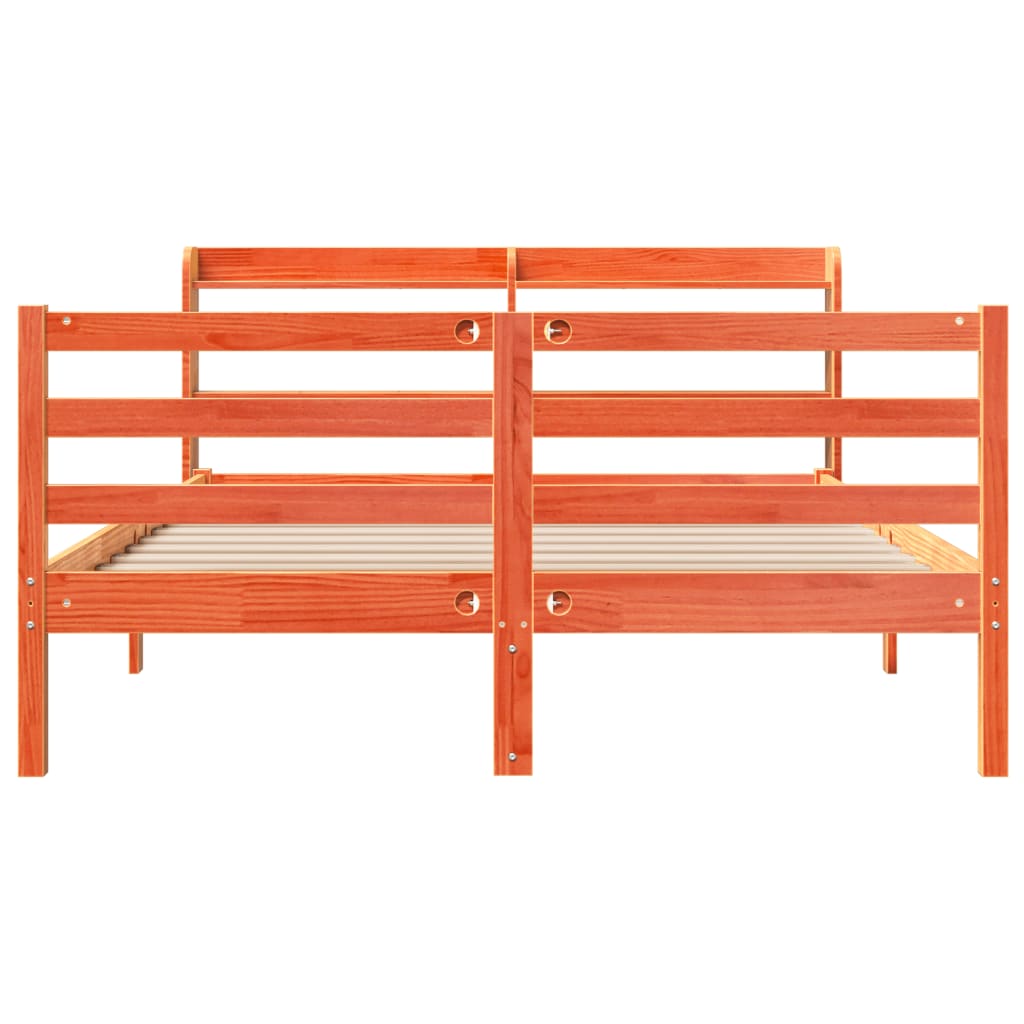 viaszbarna tömör fenyőfa ágy matrac nélkül 150 x 200 cm