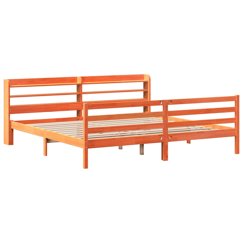 viaszbarna tömör fenyőfa ágy matrac nélkül 200 x 200 cm