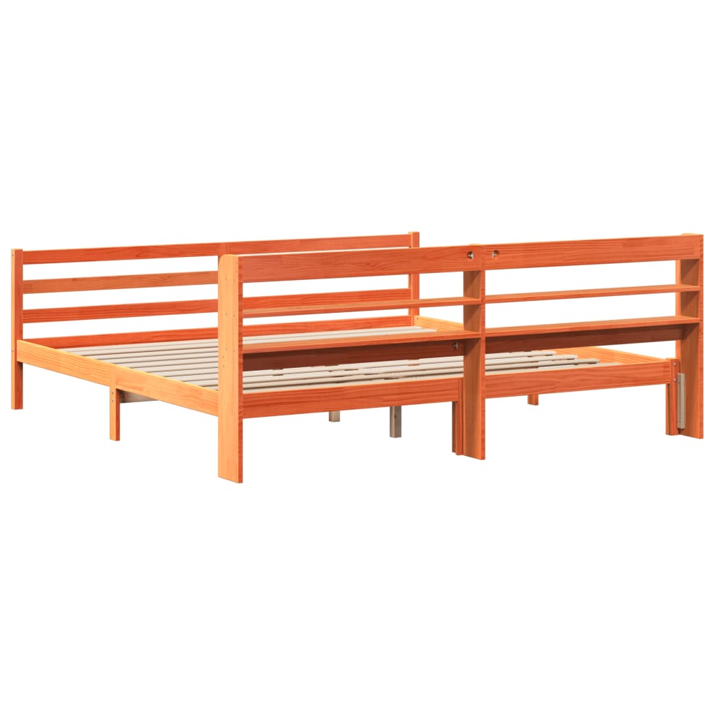 viaszbarna tömör fenyőfa ágy matrac nélkül 200 x 200 cm