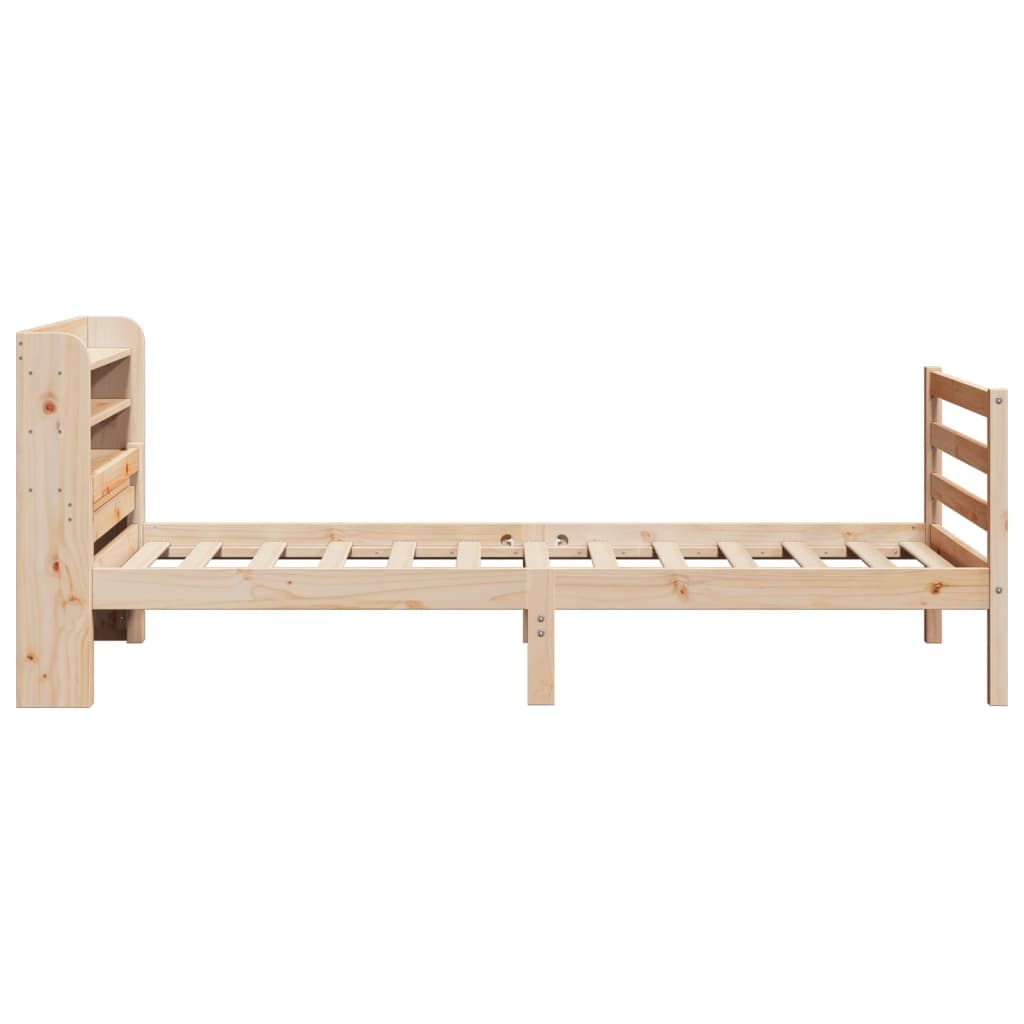tömör fenyőfa ágykeret fejtámlával 90 x 200 cm