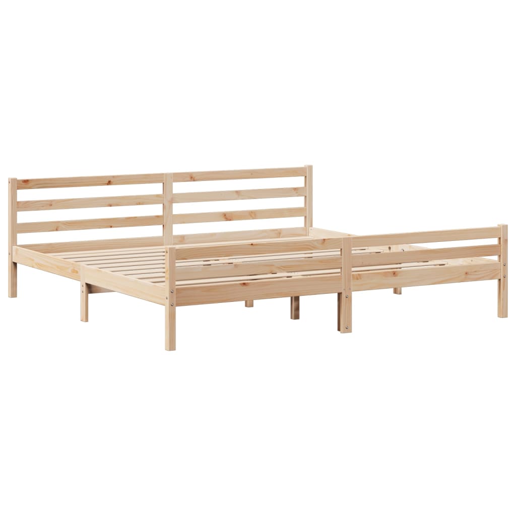 tömör fenyőfa ágykeret fejtámlával 200 x 200 cm