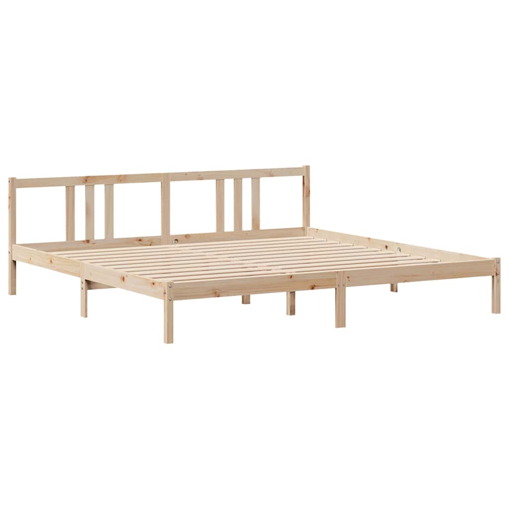 tömör fenyőfa ágykeret fejtámlával 200 x 200 cm