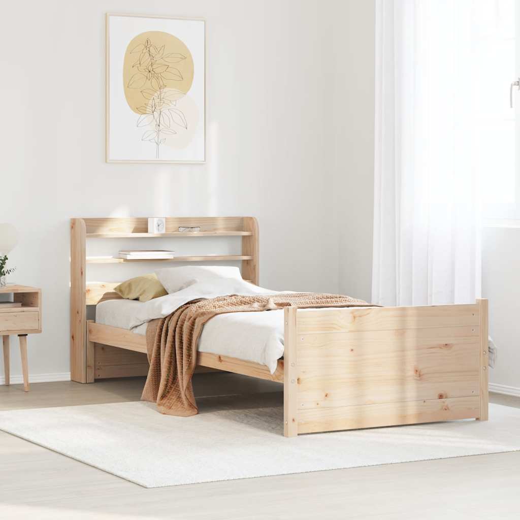 tömör fenyőfa ágykeret fejtámlával 75 x 190 cm