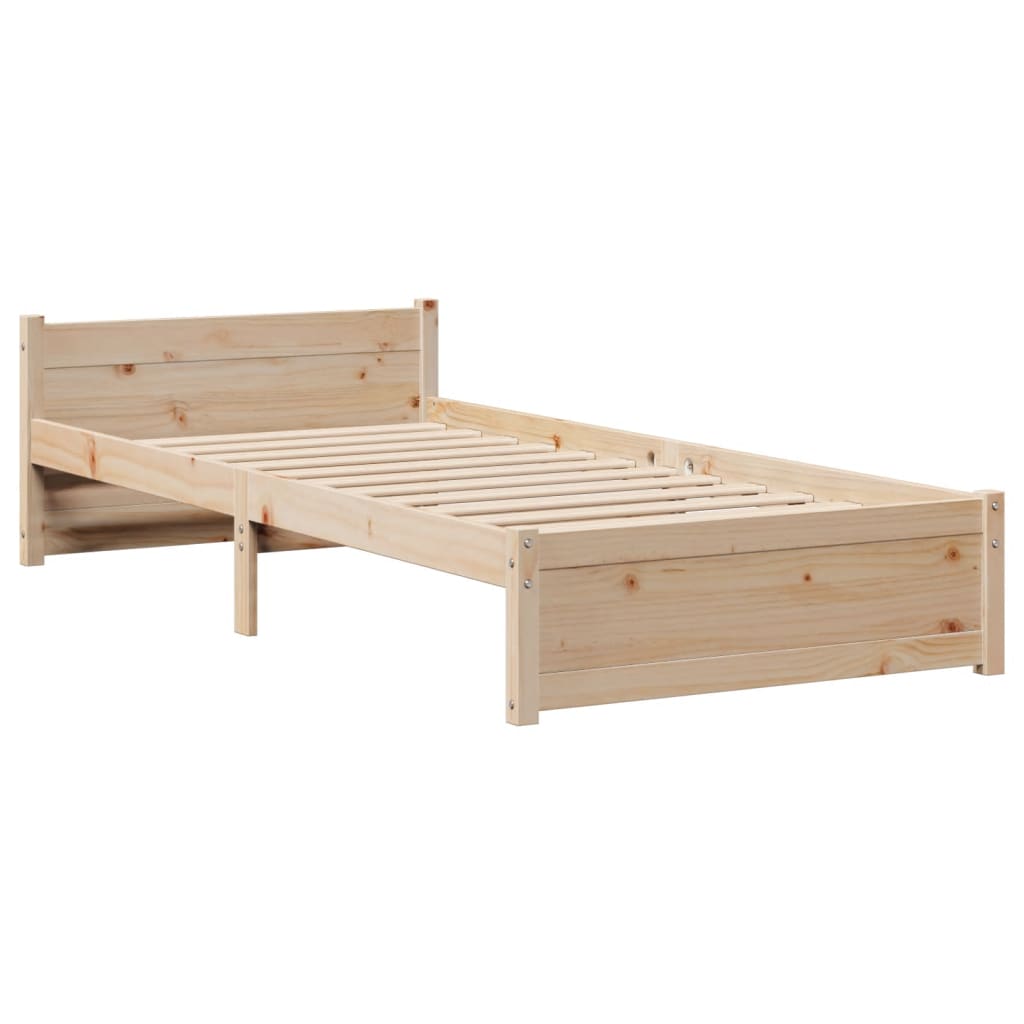 tömör fenyőfa ágykeret fejtámlával 90 x 200 cm