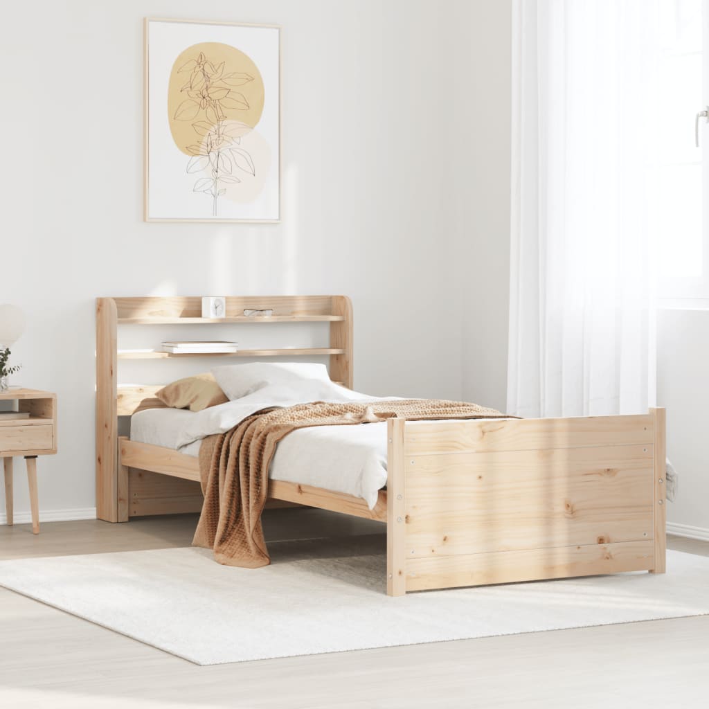tömör fenyőfa ágykeret fejtámlával 90 x 200 cm