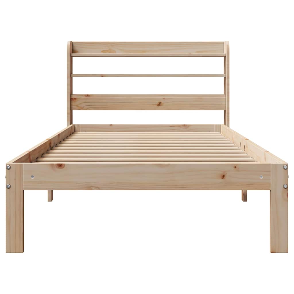 tömör fenyőfa ágykeret fejtámlával 90 x 200 cm