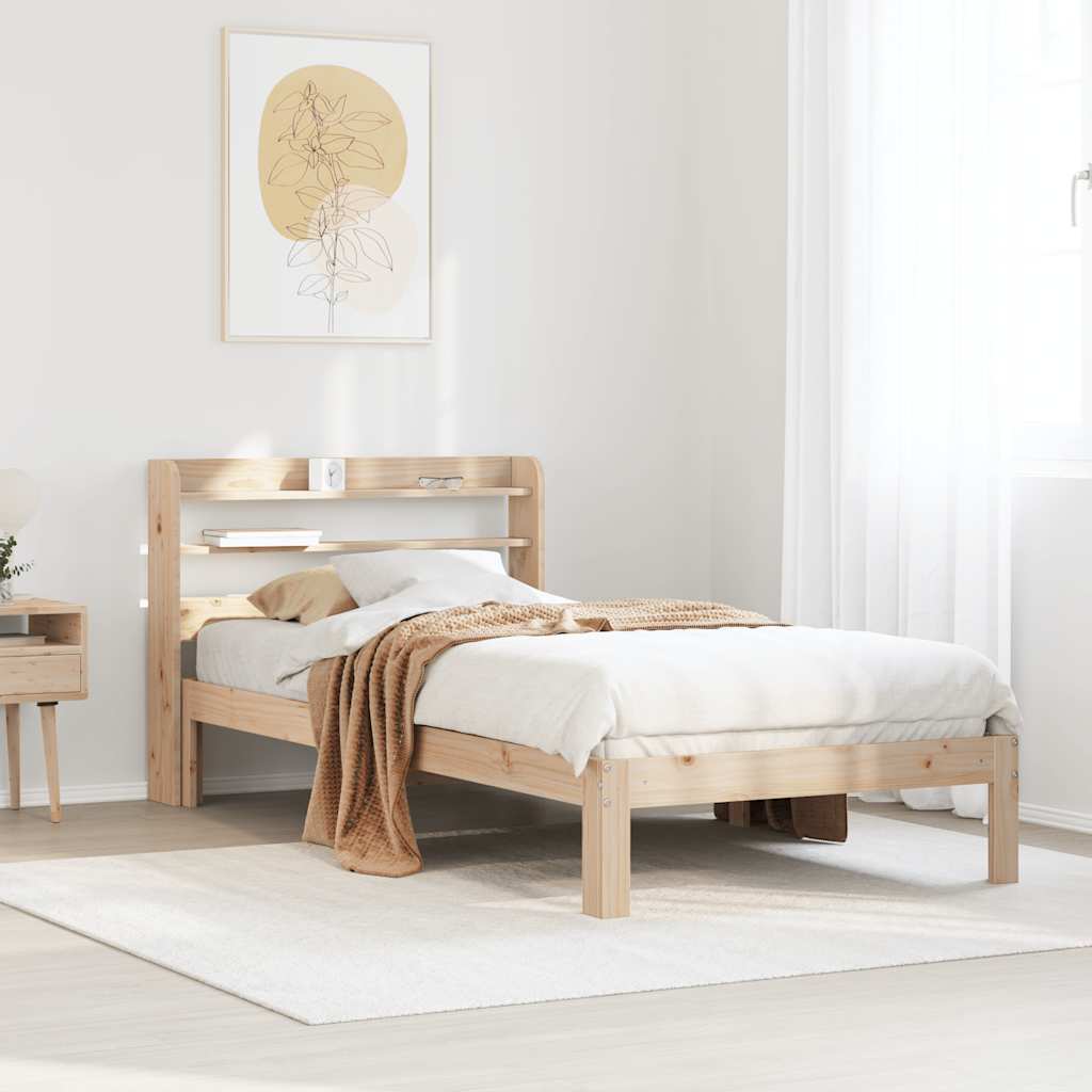 tömör fenyőfa ágykeret fejtámlával 90 x 200 cm