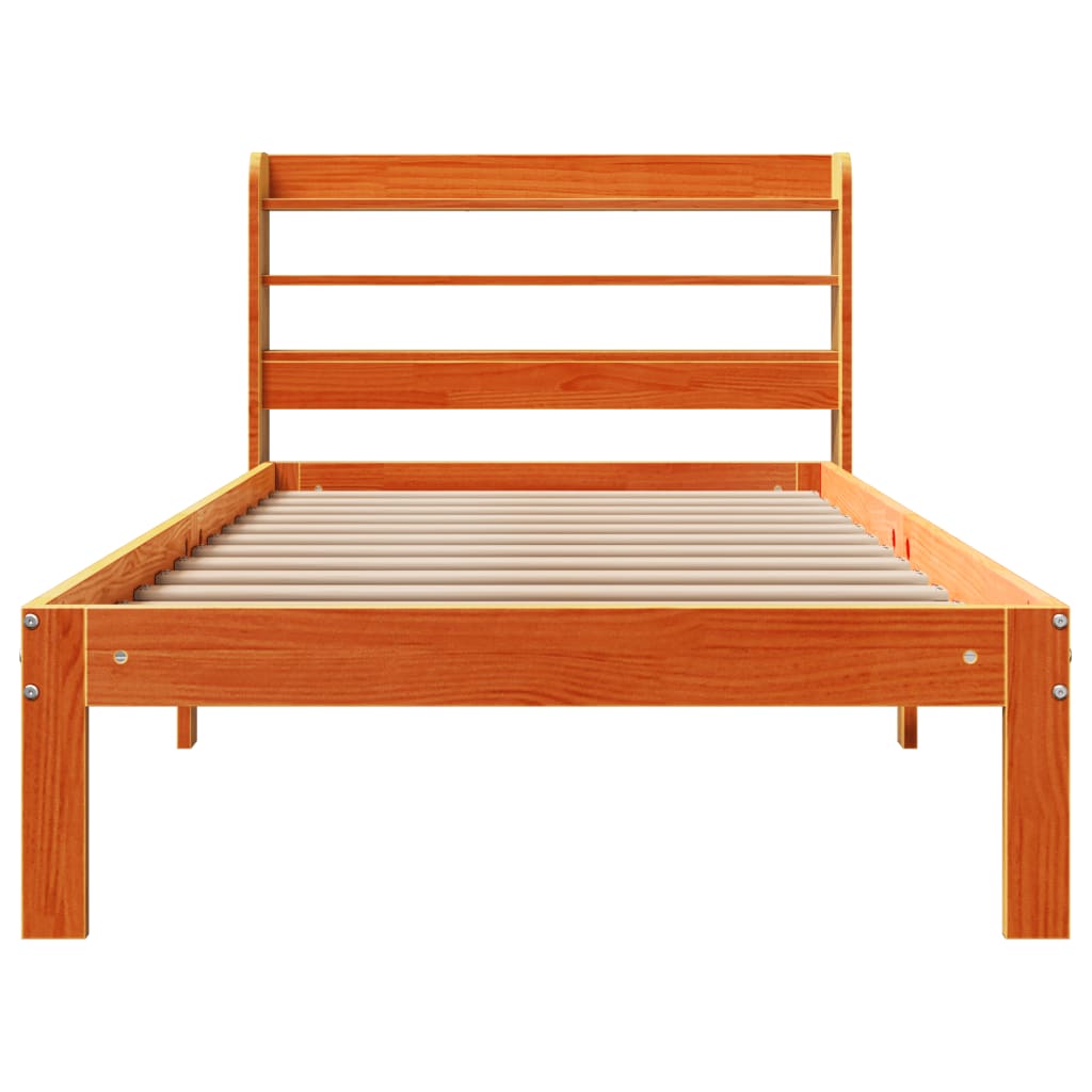 viaszbarna tömör fenyőfa ágy matrac nélkül 75 x 190 cm