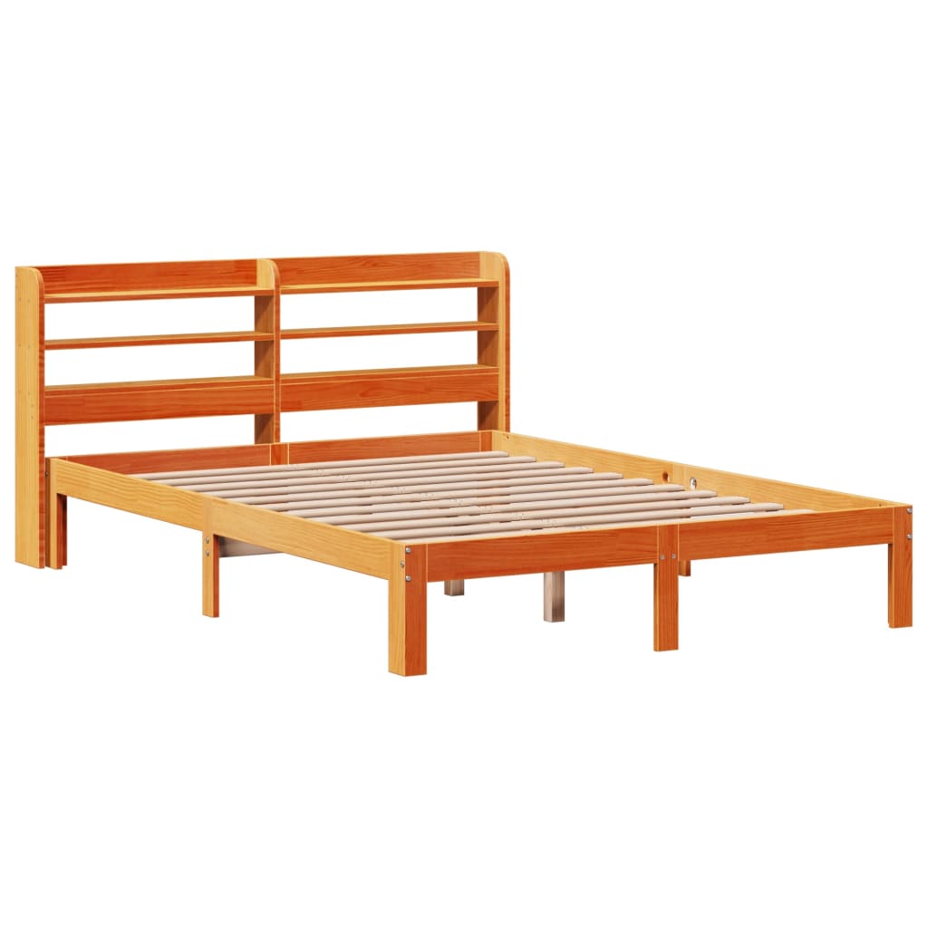 viaszbarna tömör fenyőfa ágy matrac nélkül 120 x 190 cm