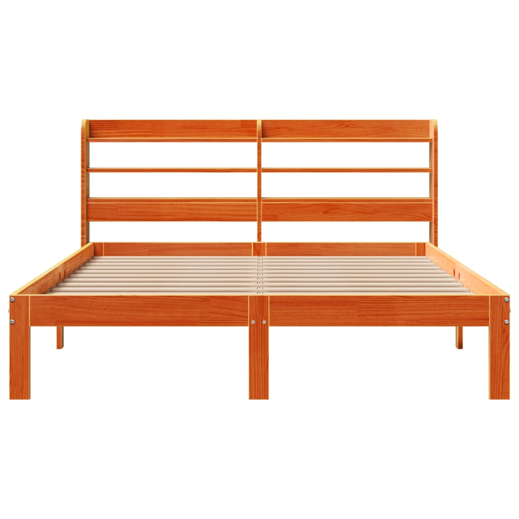 viaszbarna tömör fenyőfa ágy matrac nélkül 135 x 190 cm