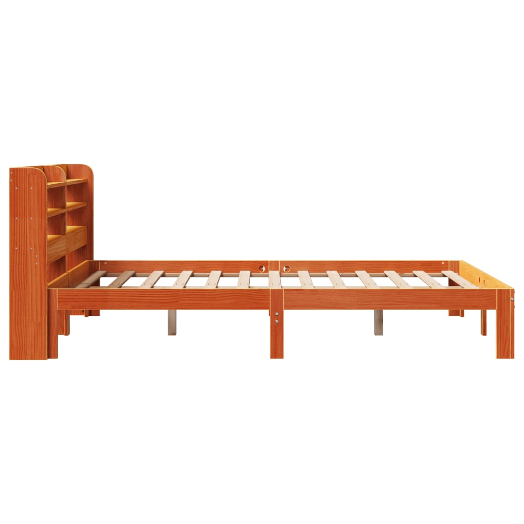 viaszbarna tömör fenyőfa ágy matrac nélkül 135 x 190 cm