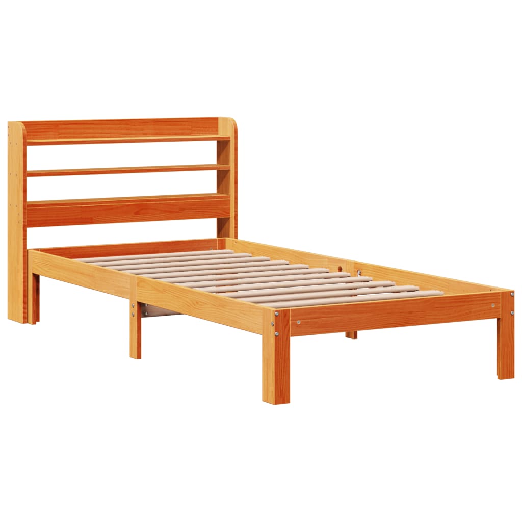 viaszbarna tömör fenyőfa ágy matrac nélkül 100 x 200 cm