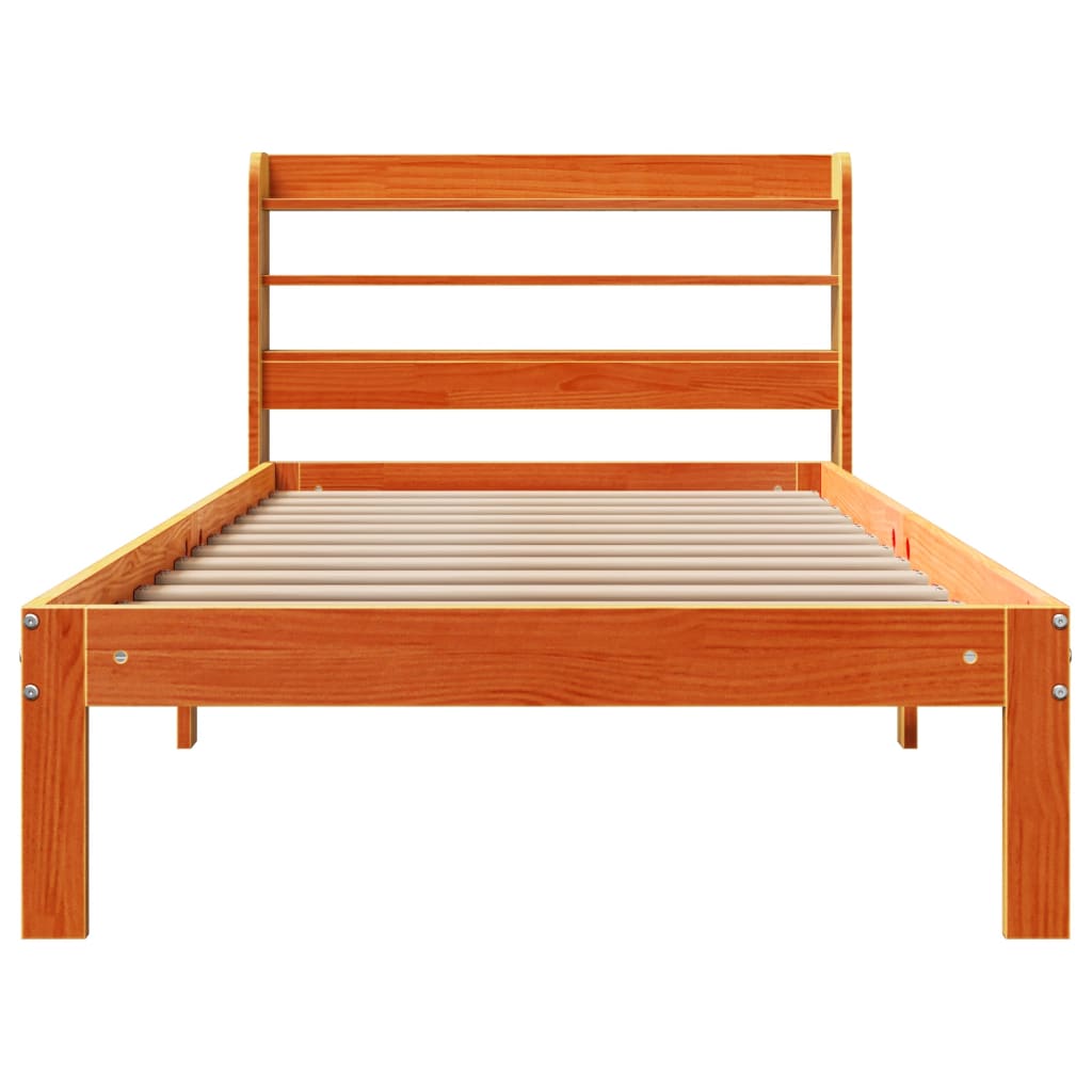 viaszbarna tömör fenyőfa ágy matrac nélkül 100 x 200 cm