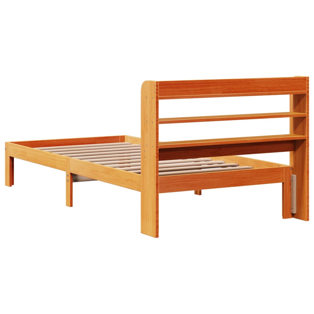 viaszbarna tömör fenyőfa ágy matrac nélkül 100 x 200 cm