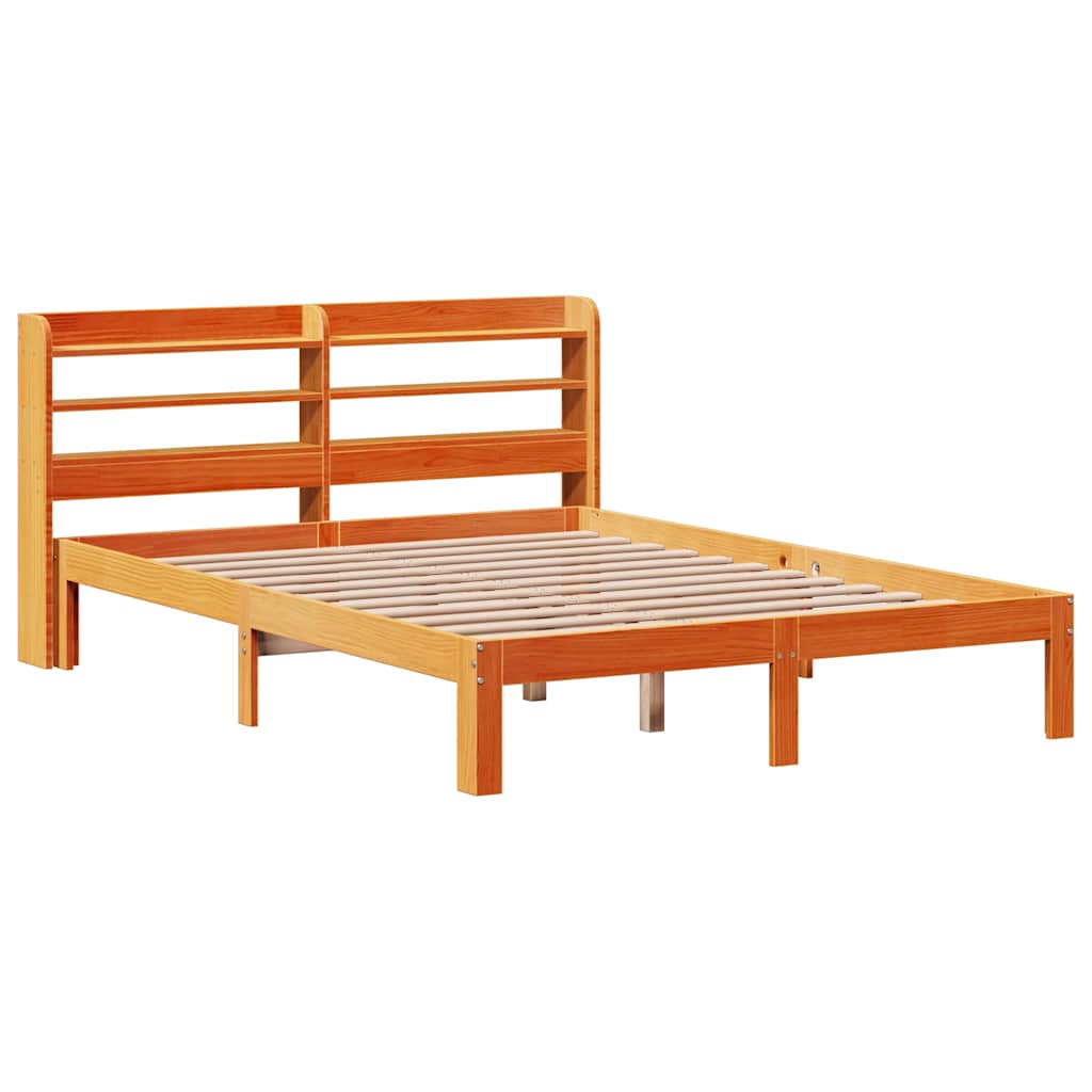 viaszbarna tömör fenyőfa ágy matrac nélkül 140 x 200 cm