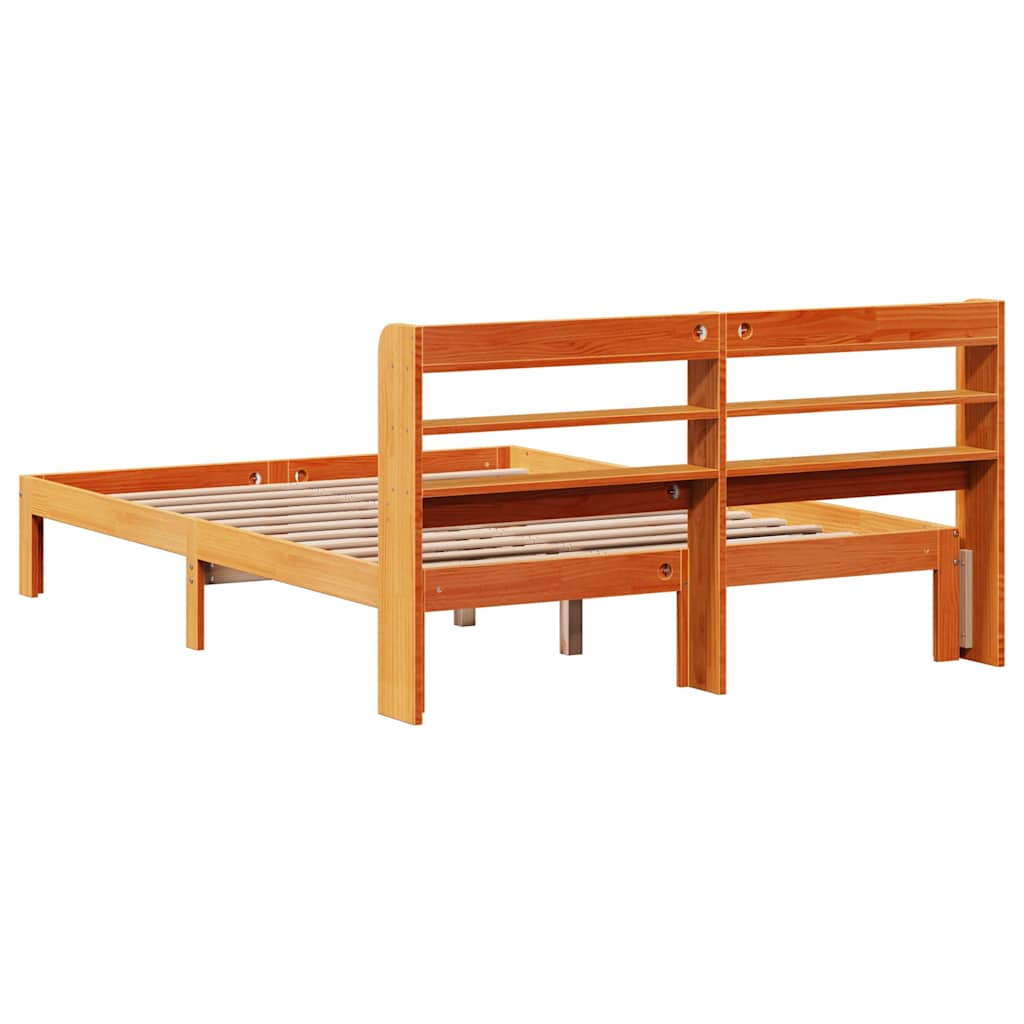 viaszbarna tömör fenyőfa ágy matrac nélkül 140 x 200 cm