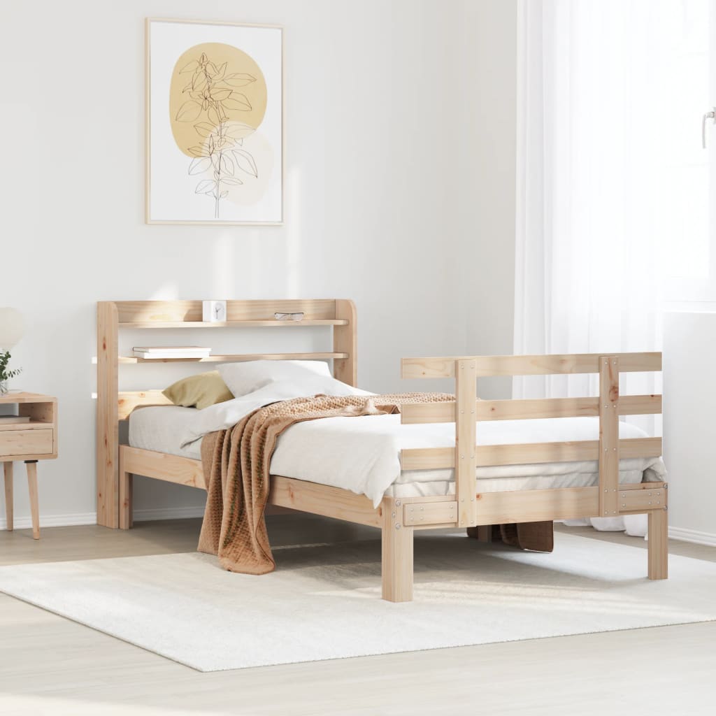 tömör fenyőfa ágykeret fejtámlával 75 x 190 cm