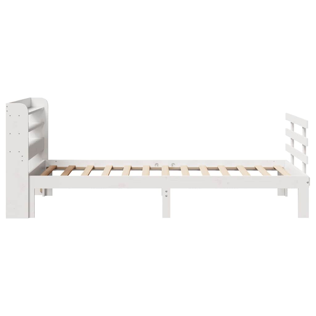 fehér tömör fenyőfa ágykeret fejtámlával 75 x 190 cm