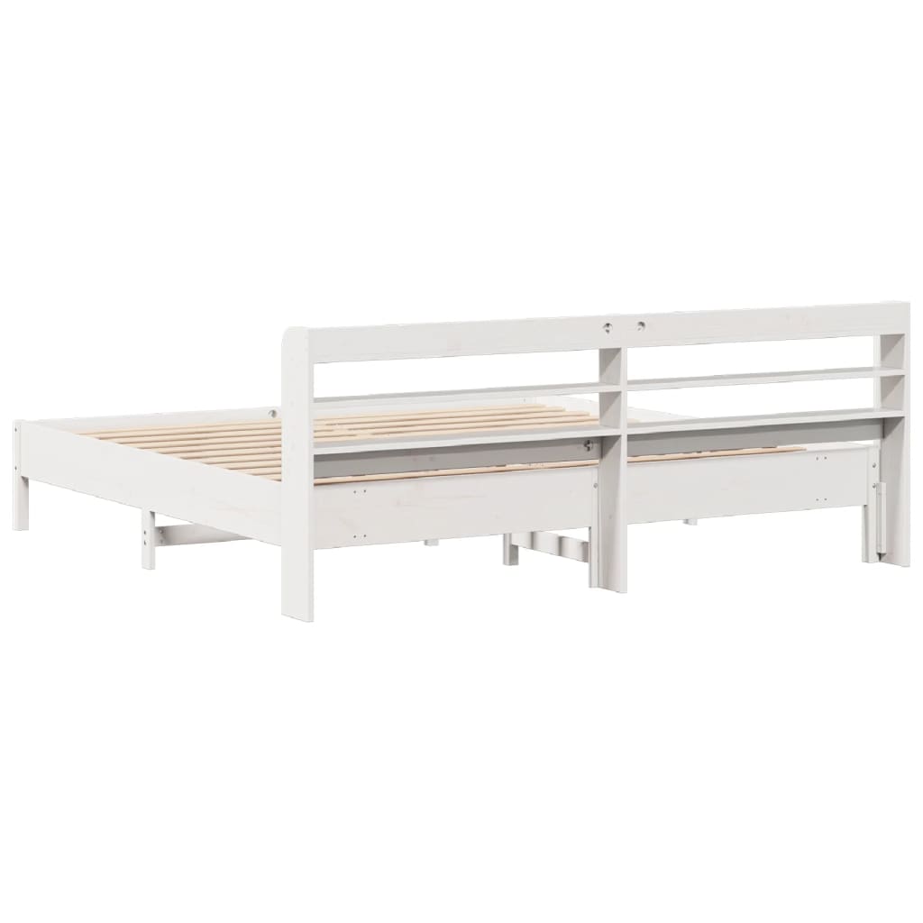 fehér tömör fenyőfa ágy matrac nélkül 200 x 200 cm