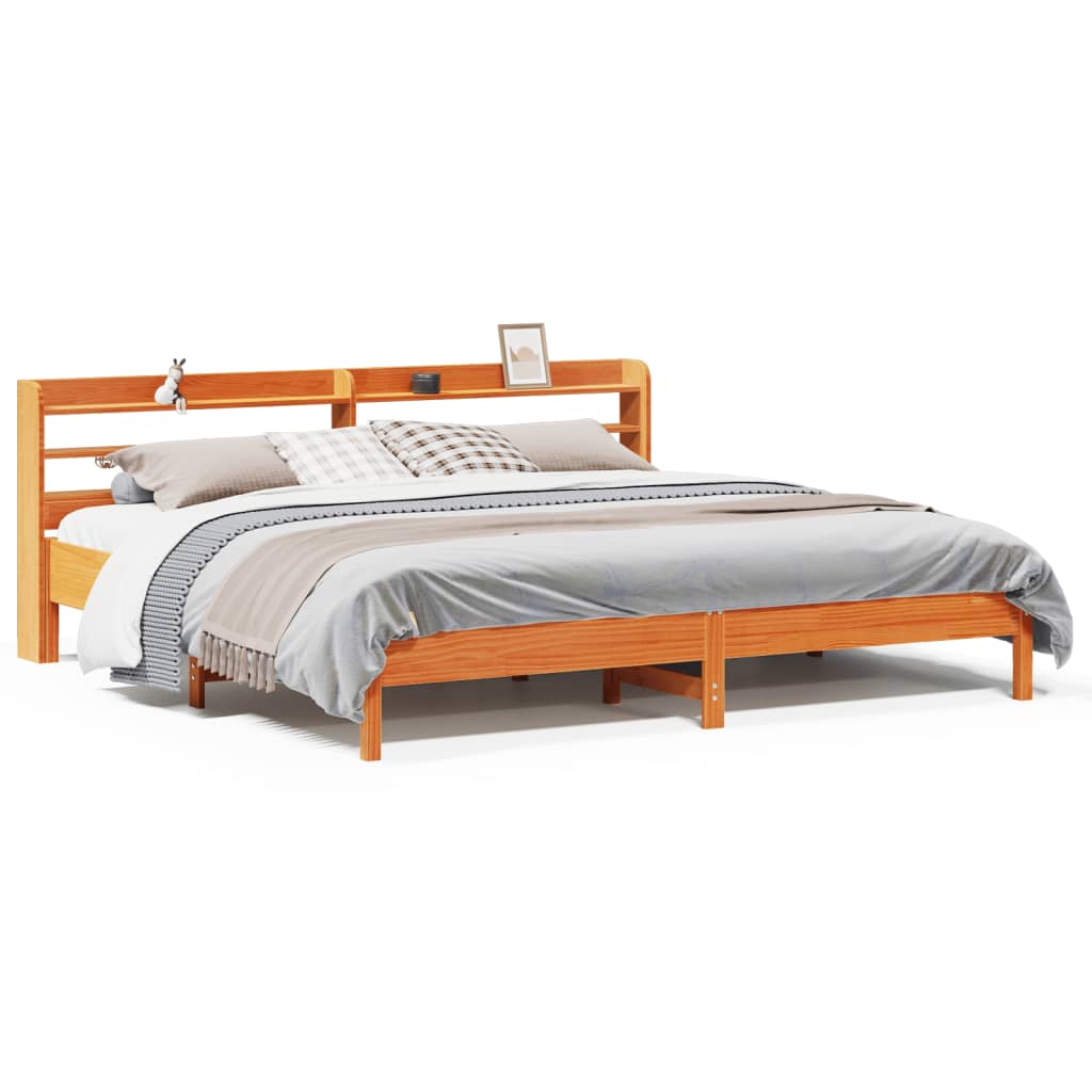 viaszbarna tömör fenyőfa ágy matrac nélkül 200 x 200 cm