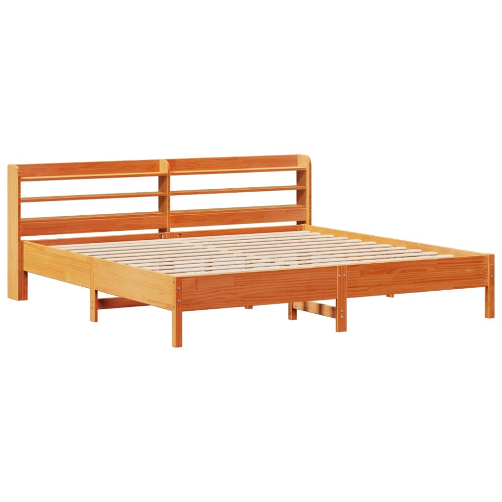 viaszbarna tömör fenyőfa ágy matrac nélkül 200 x 200 cm