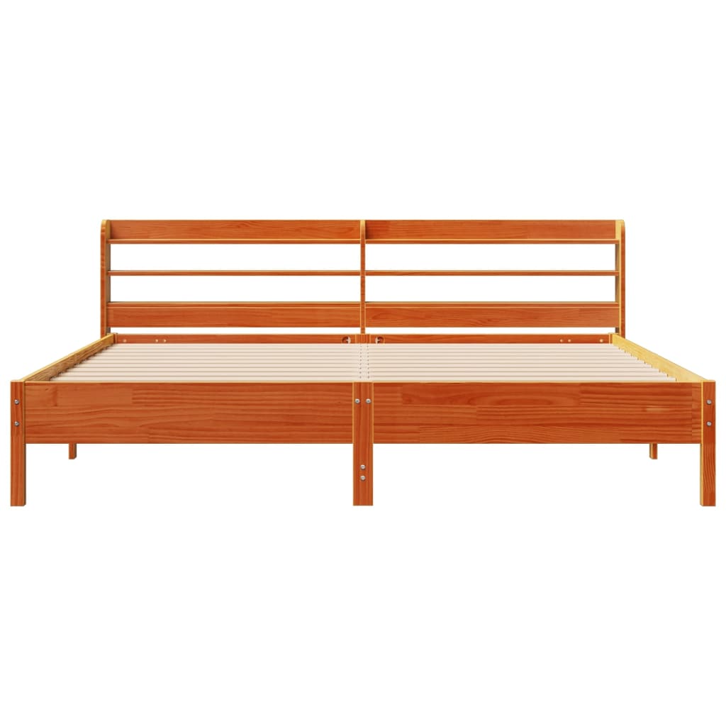 viaszbarna tömör fenyőfa ágy matrac nélkül 200 x 200 cm