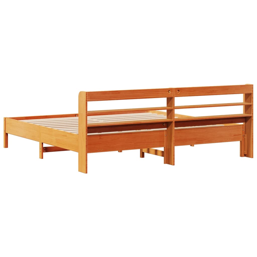 viaszbarna tömör fenyőfa ágy matrac nélkül 200 x 200 cm