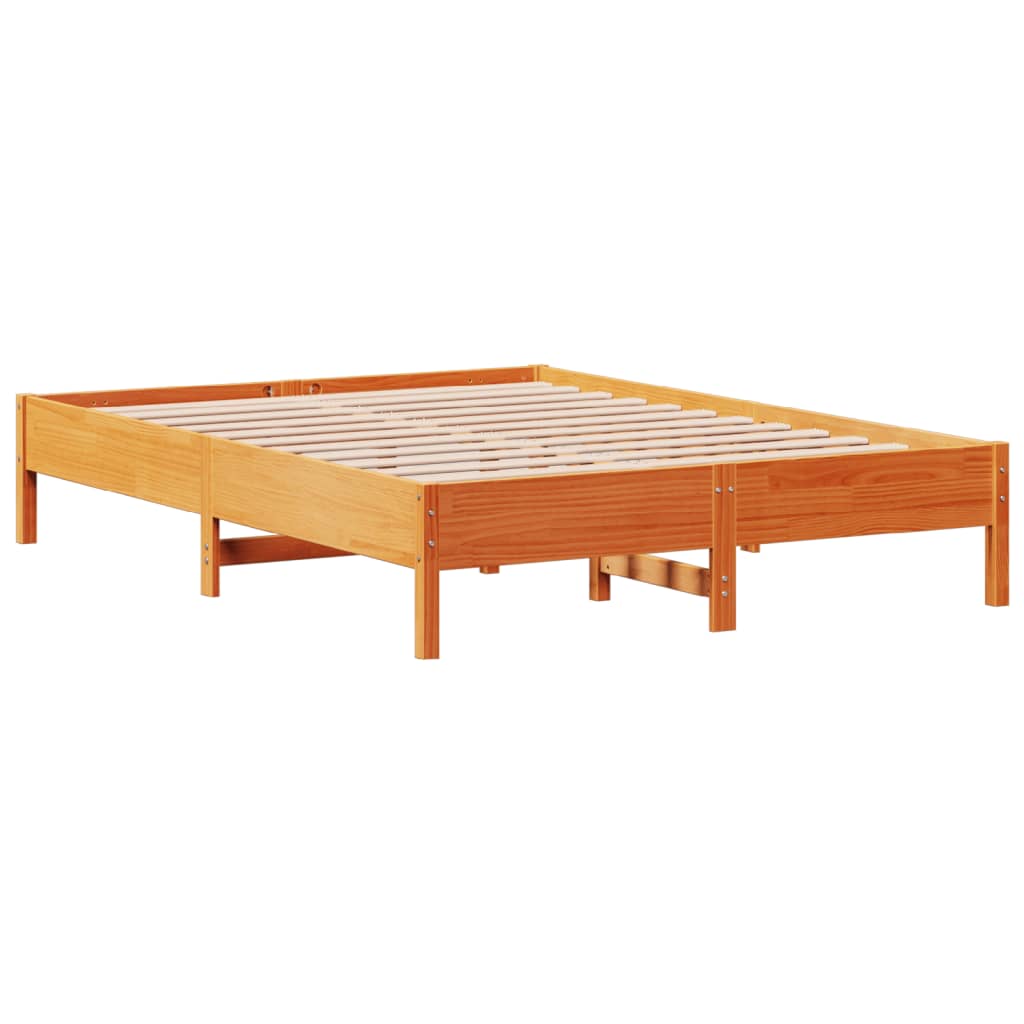 viaszbarna tömör fenyőfa ágy matrac nélkül 160 x 200 cm