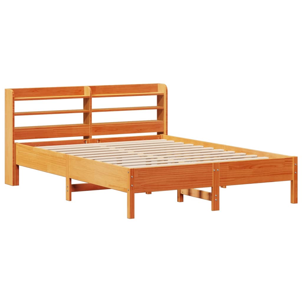 viaszbarna tömör fenyőfa ágy matrac nélkül 150 x 200 cm