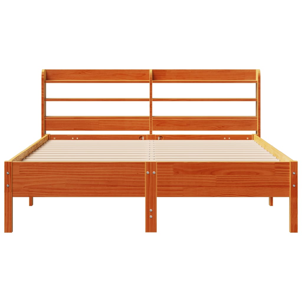 viaszbarna tömör fenyőfa ágy matrac nélkül 150 x 200 cm