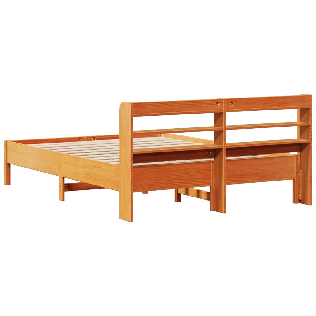 viaszbarna tömör fenyőfa ágy matrac nélkül 140 x 190 cm