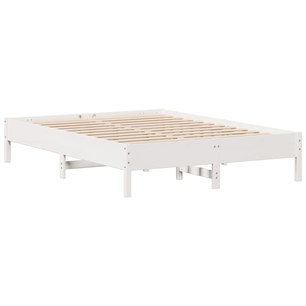 fehér tömör fenyőfa ágy matrac nélkül 135 x 190 cm