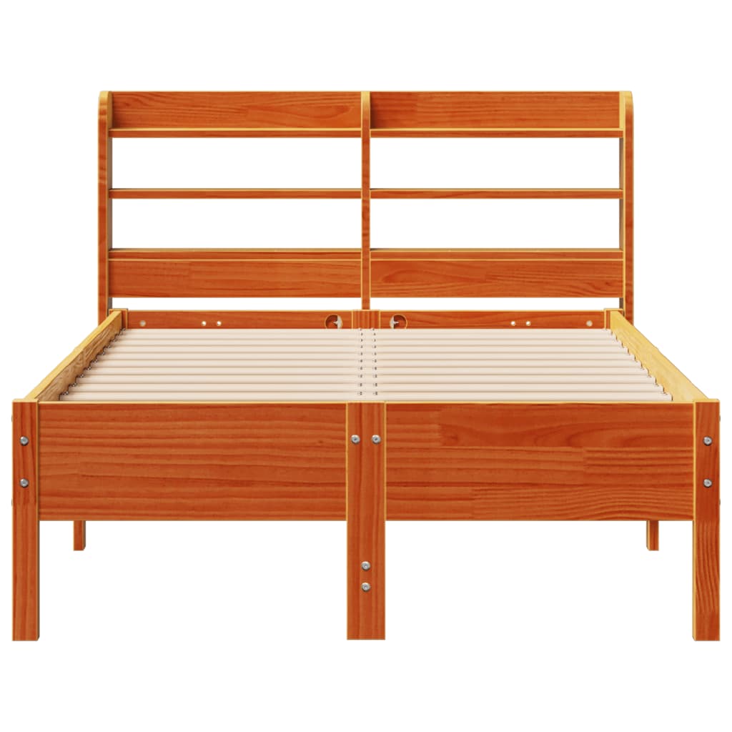 viaszbarna tömör fenyőfa ágy matrac nélkül 120 x 190 cm