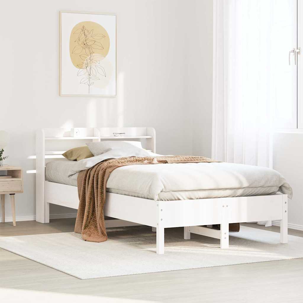 fehér tömör fenyőfa ágy matrac nélkül 75 x 190 cm